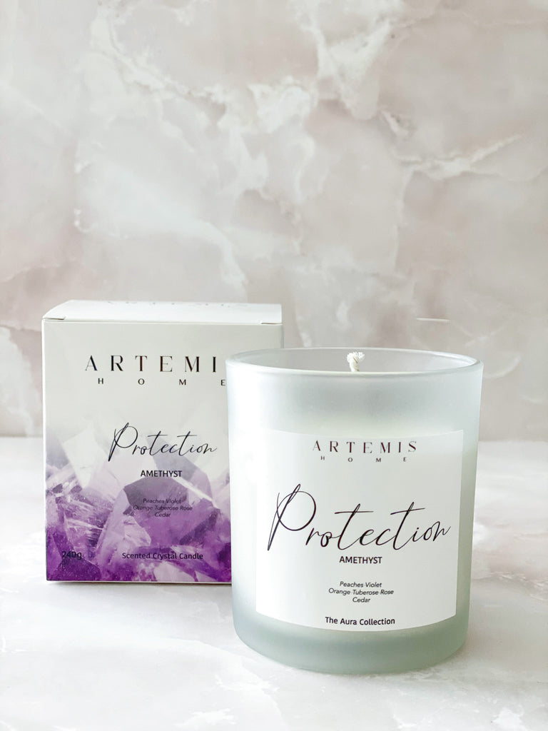 Protection Amethyst Crystal Candle