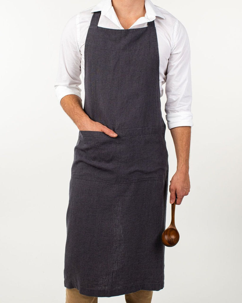 Dark Gray Linen Chef Apron