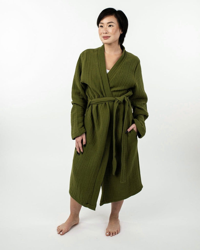 Olive Green Dreamy Cotton Gauze Robe