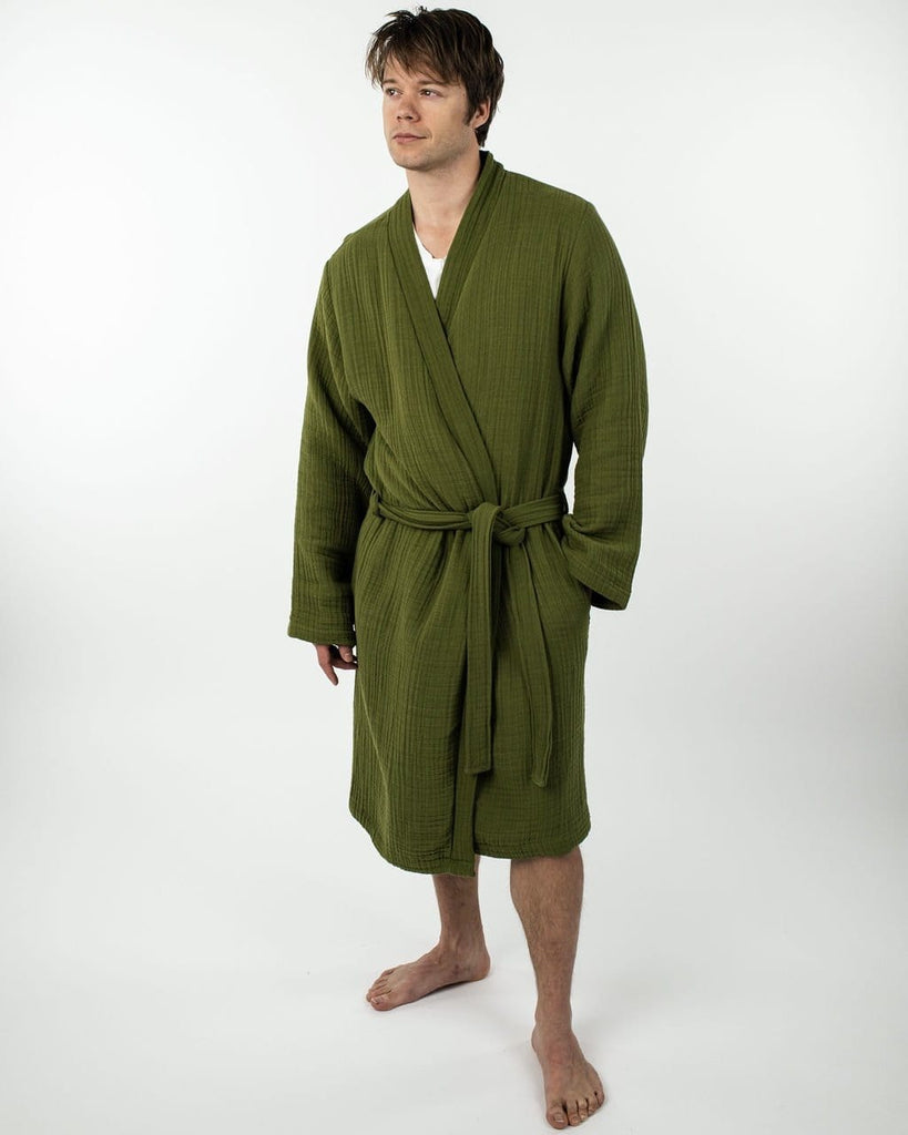 Olive Green Dreamy Cotton Gauze Robe