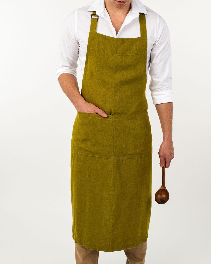 Green Linen Chef Apron