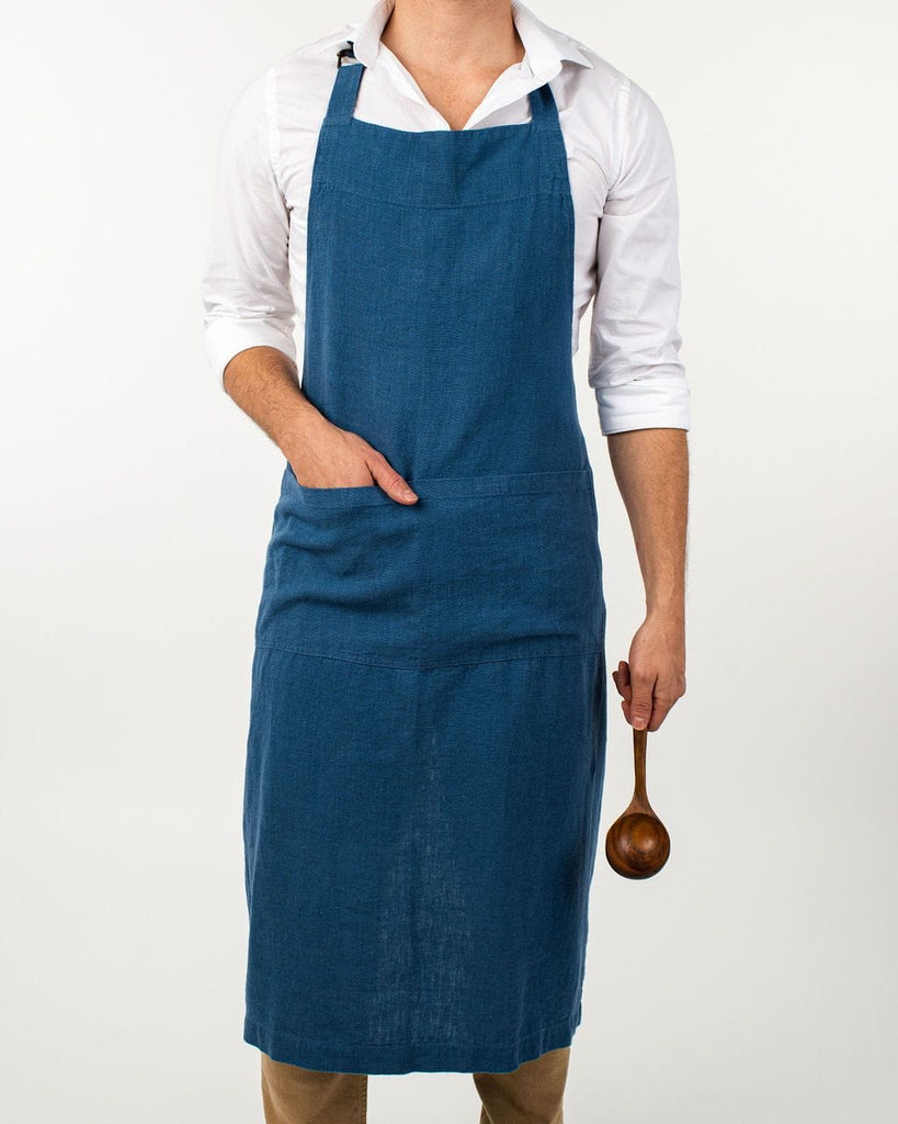 Blue Linen Chef Apron