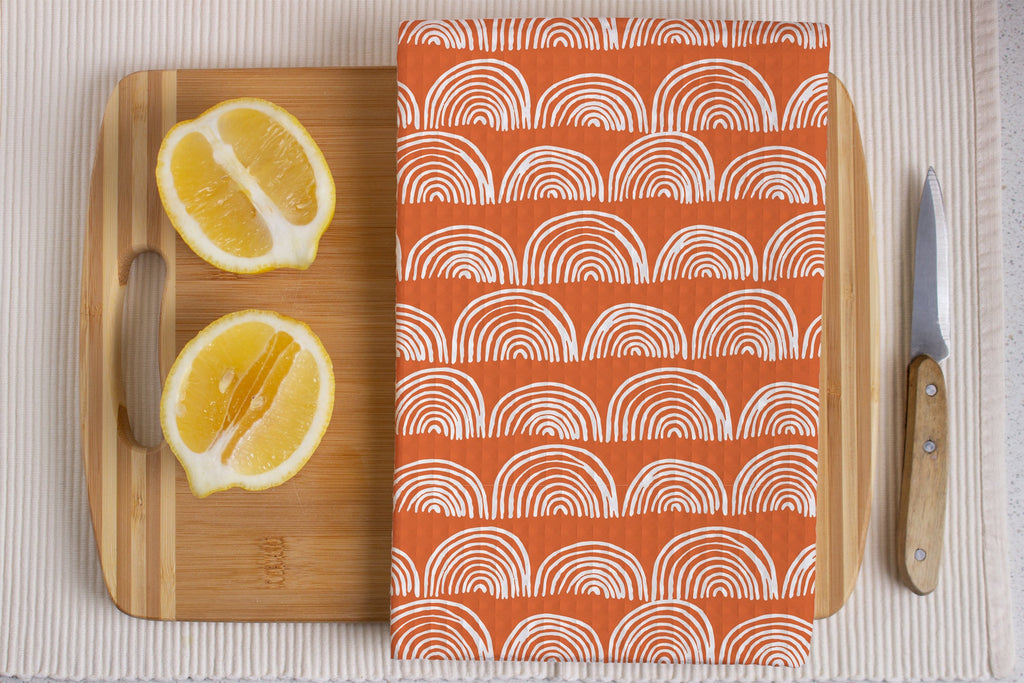 Sunset Orange Glimmer Kitchen Tea Towels